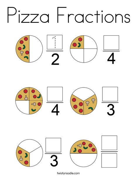 Pizza fractions Coloring Page