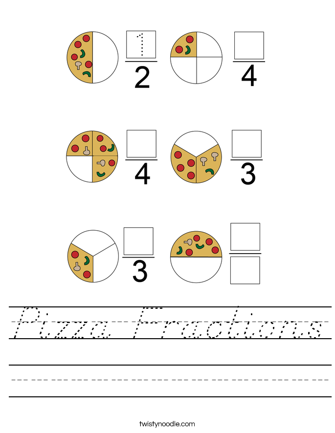 Pizza Fractions Worksheet