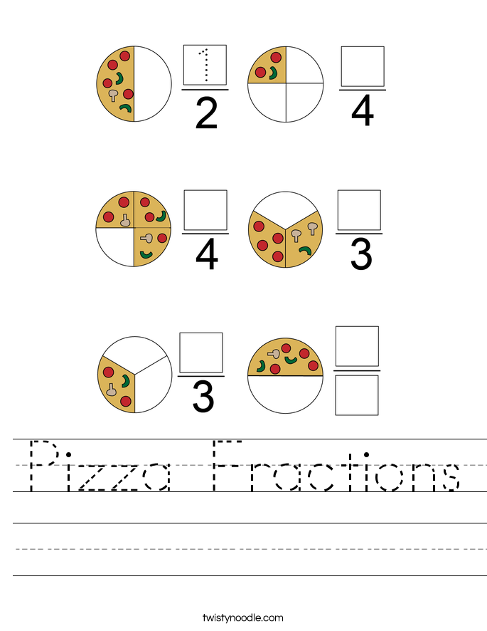 pizza fractions worksheet twisty noodle