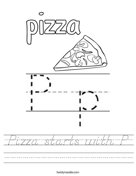 Pizza starts with P Worksheet