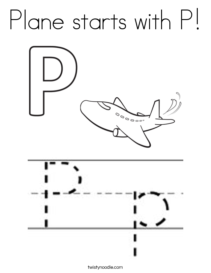 Plane starts with P! Coloring Page