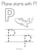 Plane starts with P Coloring Page
