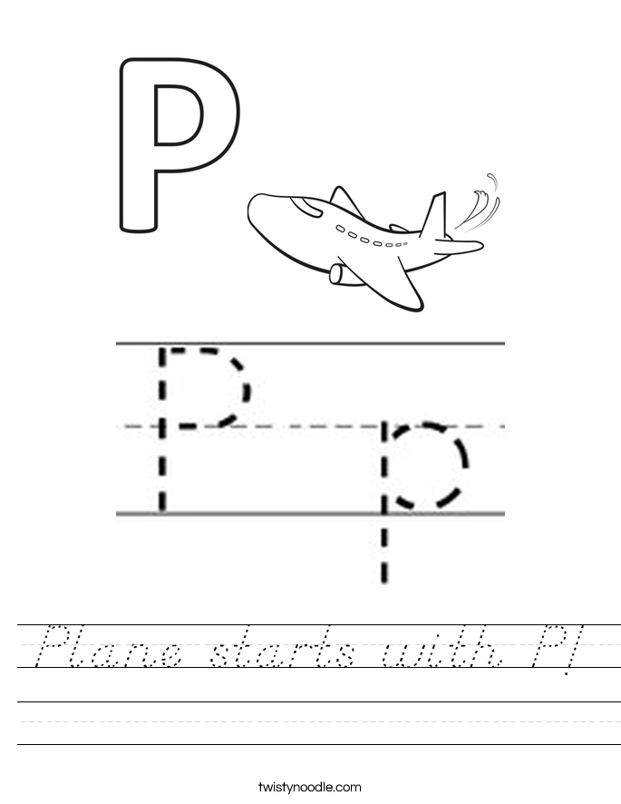 Plane starts with P! Worksheet