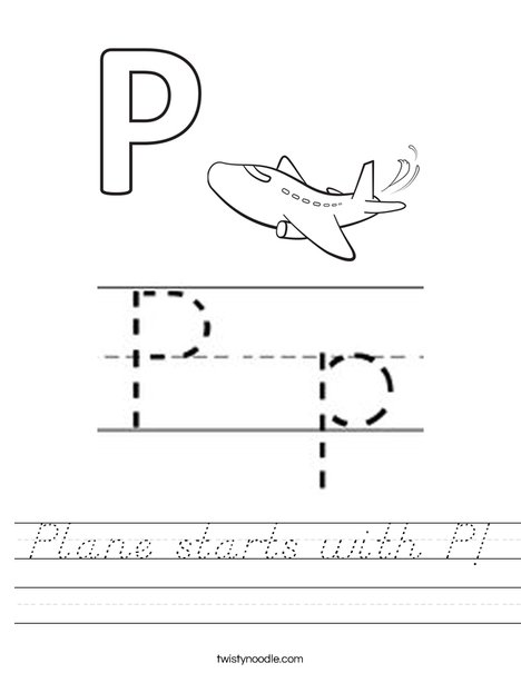 Plane starts with P Worksheet