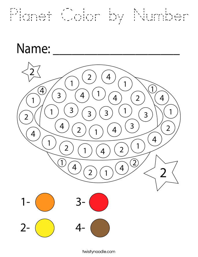 Planet Color by Number Coloring Page