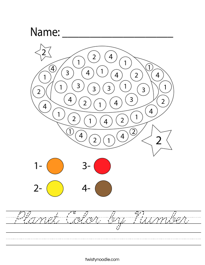 Planet Color by Number Worksheet