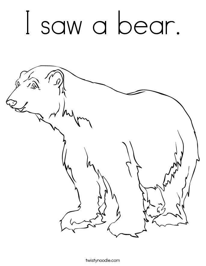 I saw a bear. Coloring Page