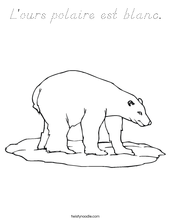 L'ours polaire est blanc. Coloring Page