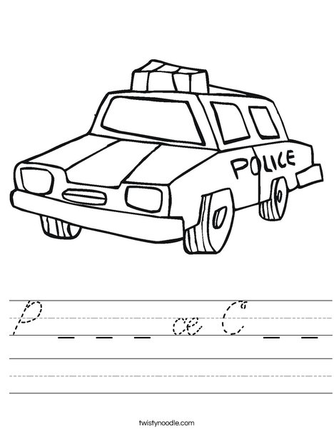 Police Car Worksheet