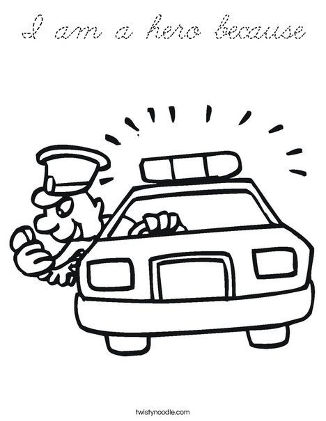 Police Car with Officer Coloring Page