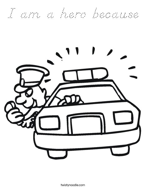 Police Car with Officer Coloring Page