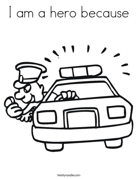 Police Car with Officer Coloring Page