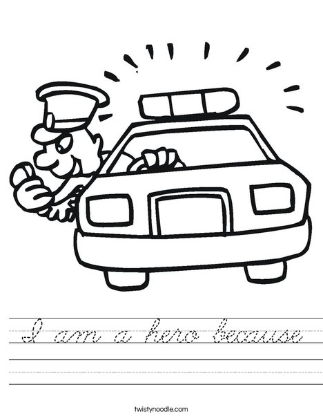 Police Car with Officer Worksheet