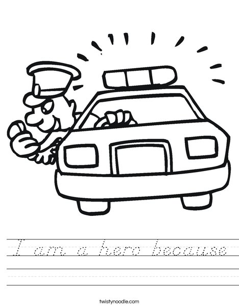 Police Car with Officer Worksheet
