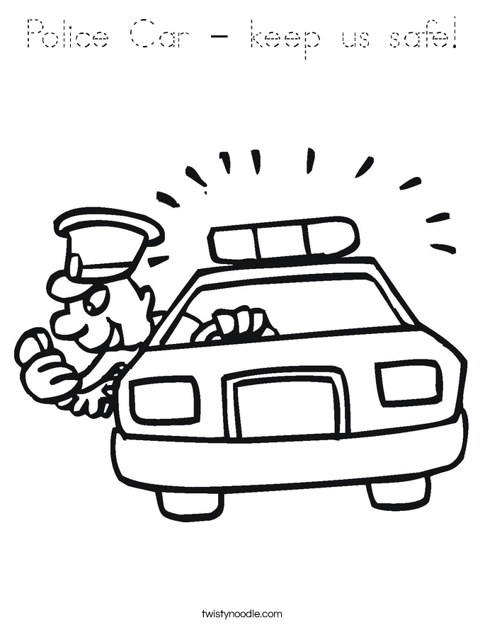Police Car - keep us safe! Coloring Page