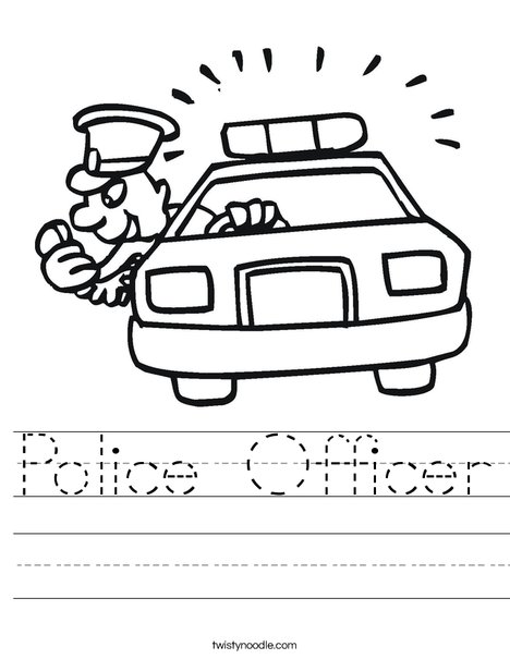 Police Car with Officer Worksheet