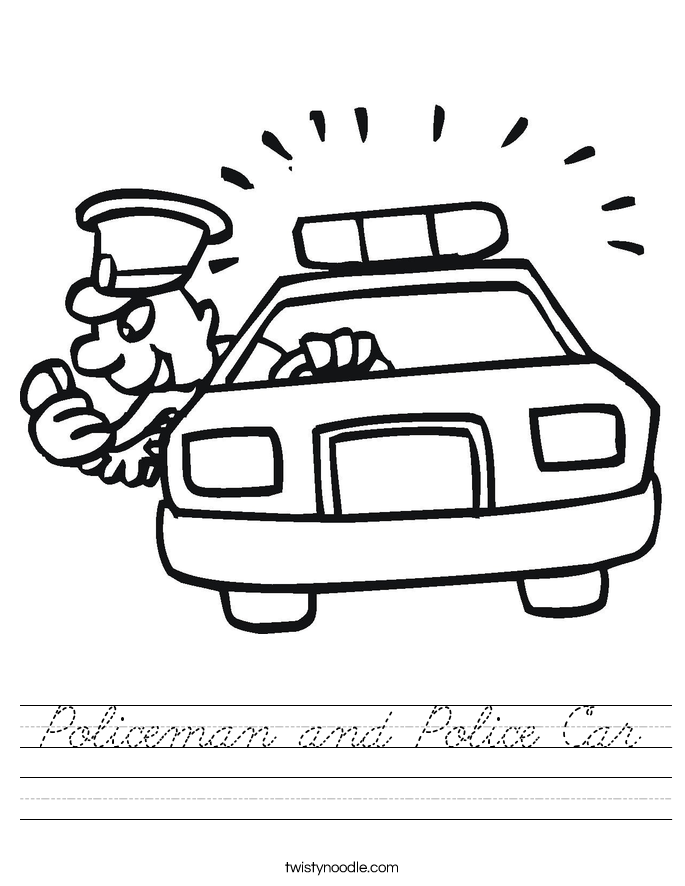 Policeman and Police Car Worksheet