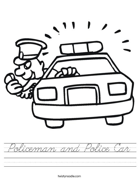 Police Car with Officer Worksheet