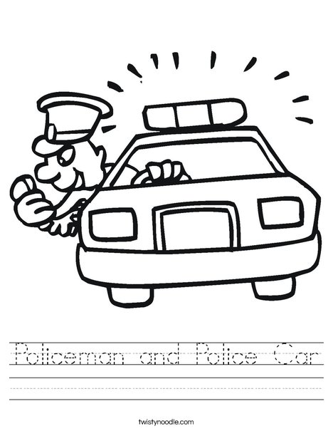 policeman and police car worksheet twisty noodle