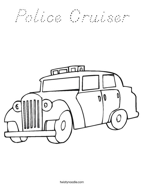 Old Fashioned Police Car Coloring Page