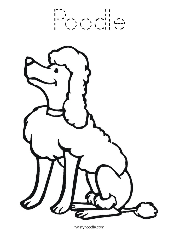 Poodle Coloring Page - Tracing - Twisty Noodle