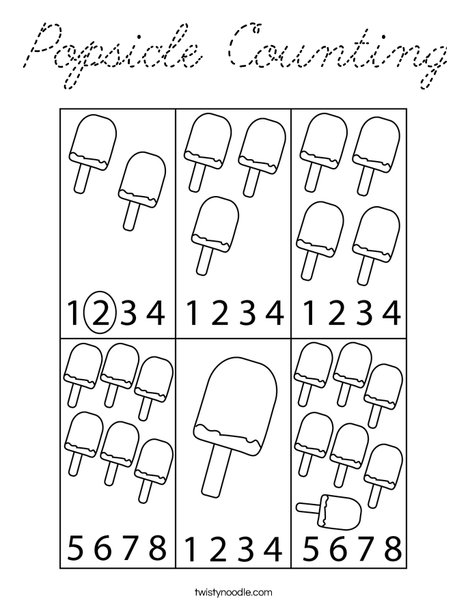 Popsicle Counting Coloring Page