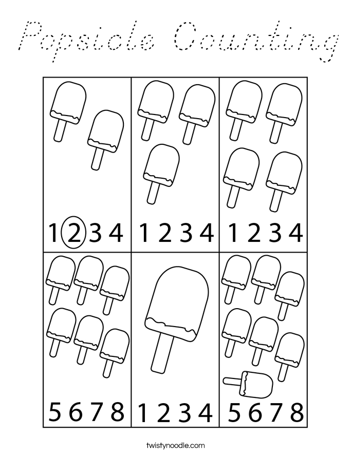 Popsicle Counting Coloring Page