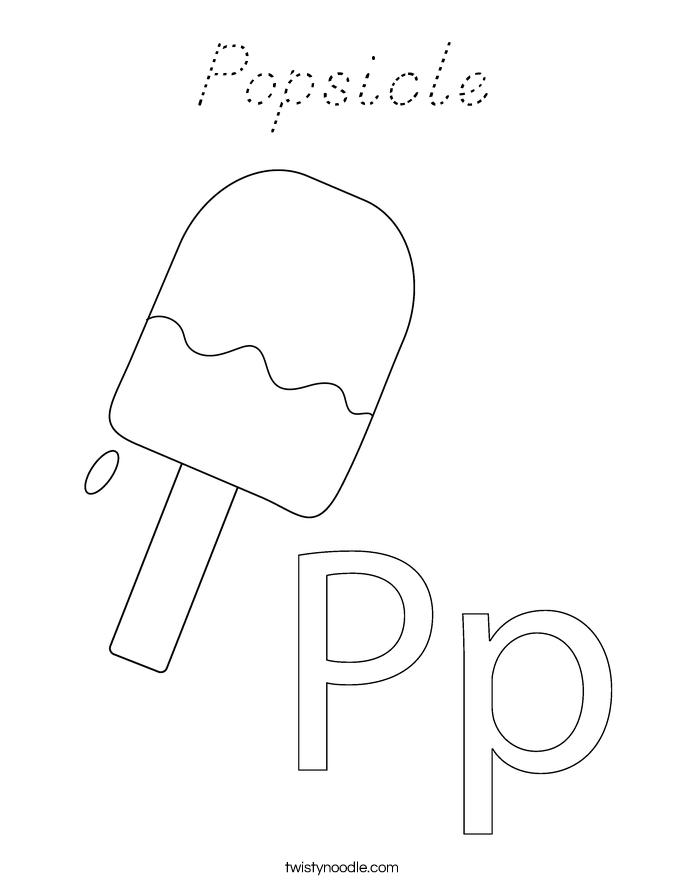 Popsicle Coloring Page - D'Nealian - Twisty Noodle