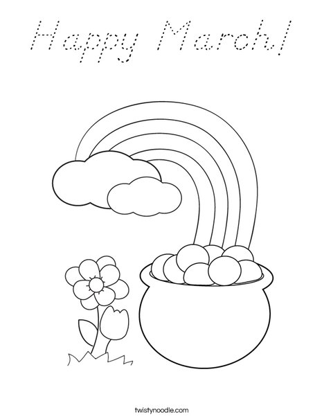 Pot of Gold at the End of a Rainbow Coloring Page