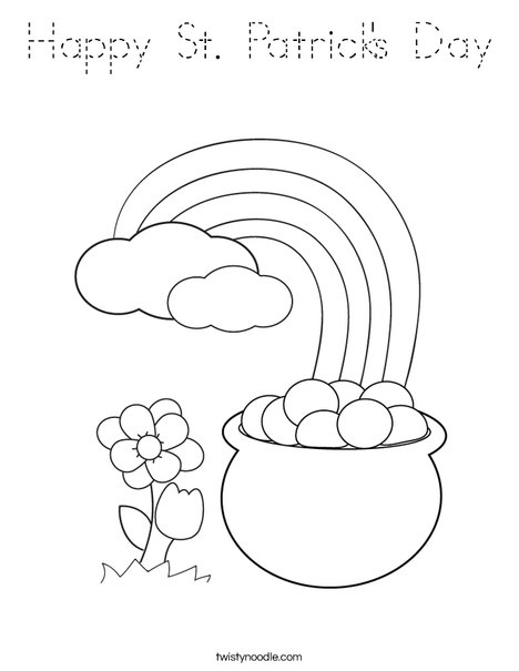 Pot of Gold at the End of a Rainbow Coloring Page