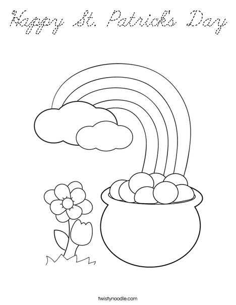 Pot of Gold at the End of a Rainbow Coloring Page