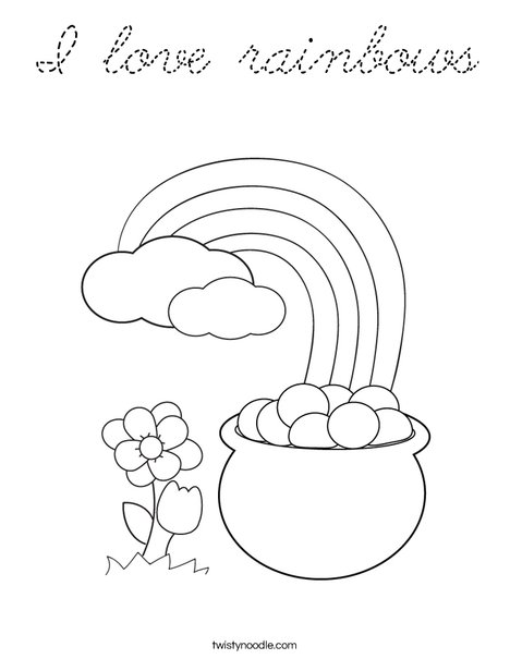 Pot of Gold at the End of a Rainbow Coloring Page