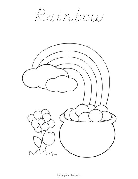 Pot of Gold at the End of a Rainbow Coloring Page
