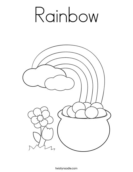 Pot of Gold at the End of a Rainbow Coloring Page