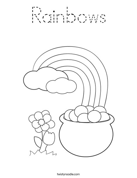 Pot of Gold at the End of a Rainbow Coloring Page
