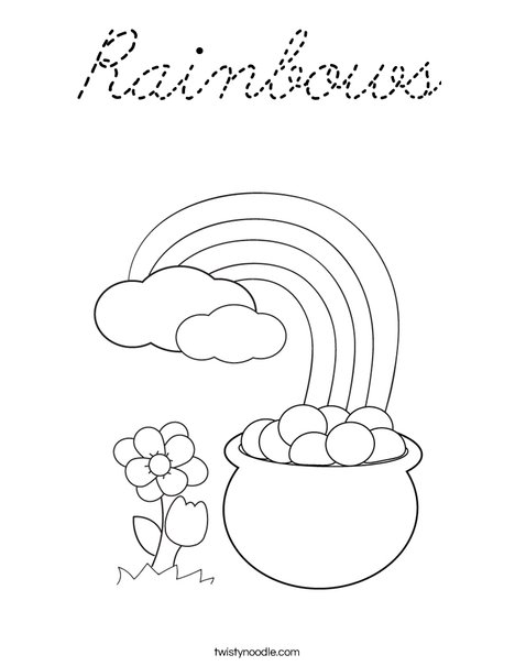Pot of Gold at the End of a Rainbow Coloring Page