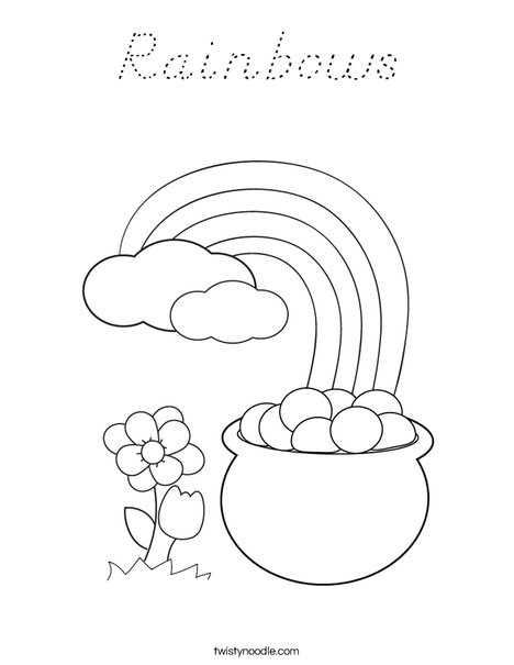 Pot of Gold at the End of a Rainbow Coloring Page