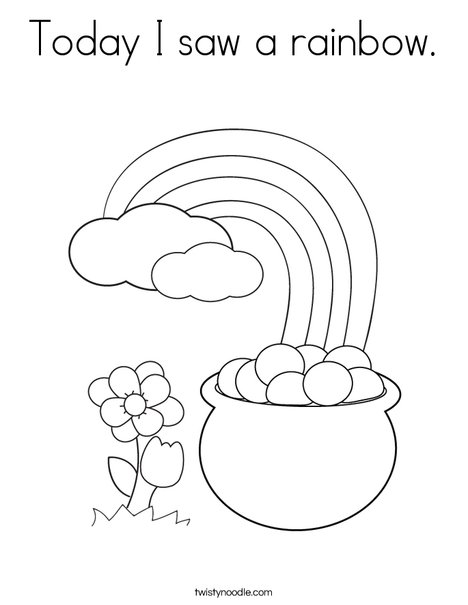 Pot of Gold at the End of a Rainbow Coloring Page