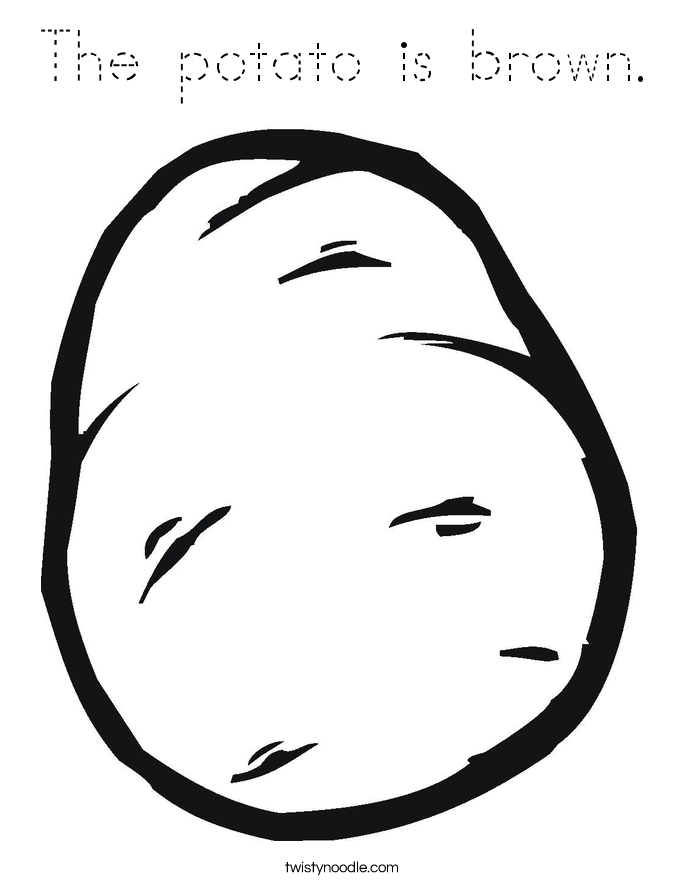 The potato is brown. Coloring Page