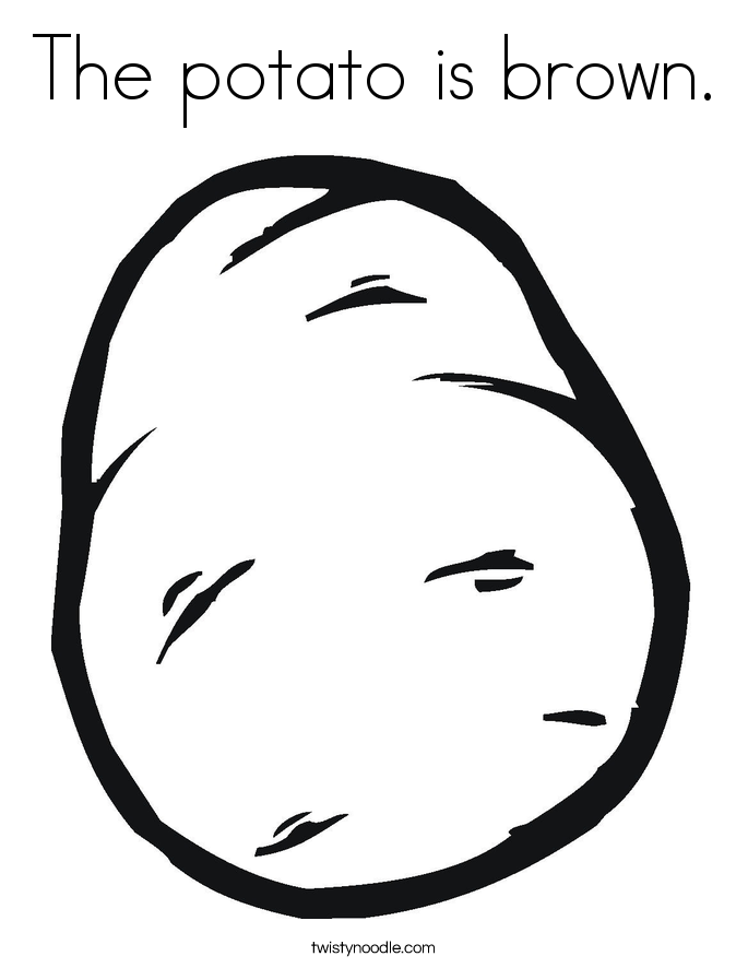 The potato is brown. Coloring Page