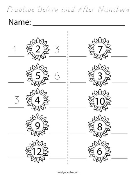 Practice Before and After Numbers Coloring Page