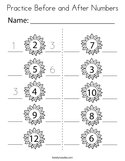 Practice Before and After Numbers Coloring Page