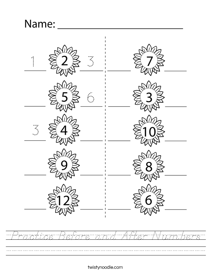 Practice Before and After Numbers Worksheet