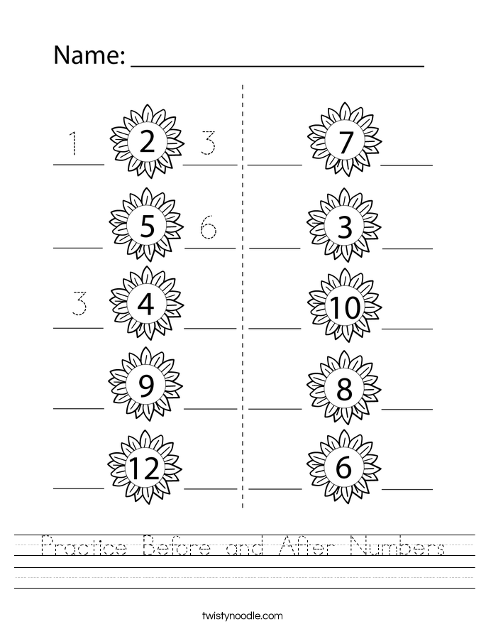 Practice Before and After Numbers Worksheet