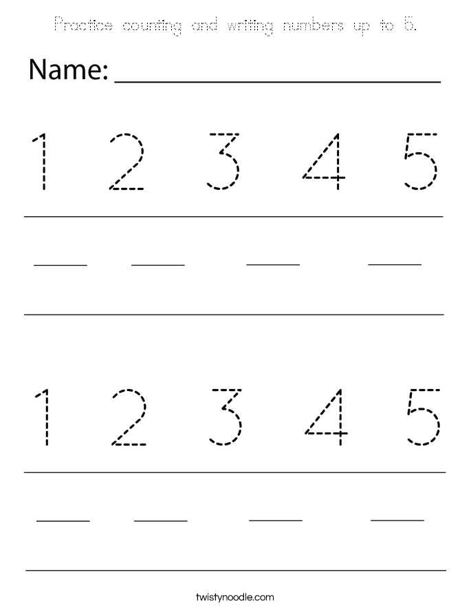 Practice counting and writing numbers up to 5. Coloring Page