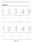 Practice counting and writing numbers up to 5 Coloring Page