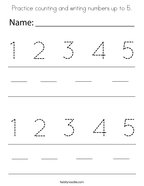 Practice counting and writing numbers up to 5 Coloring Page