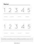 Practice counting and writing numbers up to 5. Worksheet