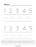 Practice counting and writing numbers up to 5 Handwriting Sheet