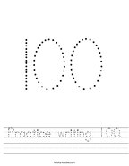 Practice writing 100 Handwriting Sheet